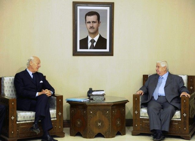 Walid al-Moallem, Staffan de Mistura