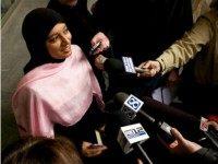 Saba Ahmed, a friend of the family of Mohamed Osman Mohamud, speaks to the media after Mohamed Osman Mohamud appeared in court on November 29, 2010 in Portland, Oregon. Mohamud, a Somali-born teenager, was arrested and charged with attempted use of a weapon of mass destruction when he allegedly attempted to set off a car bomb during Christmas tree lighting ceremony in Pioneer Courthouse Square in Portland, Oregon. It was reported that civilians were not at risk because the bomb was supplied to him by undercover federal agents and the explosives were inert. (Photo by