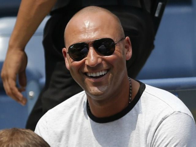 Retired New York Yankees star Derek Jeter attends a match between Caroline Wozniacki of Denmark and Jamie Loeb of the US during their 2015 US Open Women's Singles round 1 at the USTA Billie Jean King National Tennis Center September 1, 2015 in New York. AFP PHOTO/KENA BETANCUR (Photo credit should read