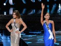 he top three finalists (L-R) Miss USA 2015, Olivia Jordan, Miss Colombia 2015, Ariadna Gutierrez, and Miss Philippines 2015, Pia Alonzo Wurtzbach, stand onstage during the 2015 Miss Universe Pageant at The Axis at Planet Hollywood Resort & Casino on December 20, 2015 in Las Vegas, Nevada. Pia Alonzo Wurtzbach (R) went on to be crowned the new Miss Universe. (Photo by