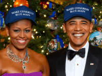 Obamas in Trump hats (DCCC)