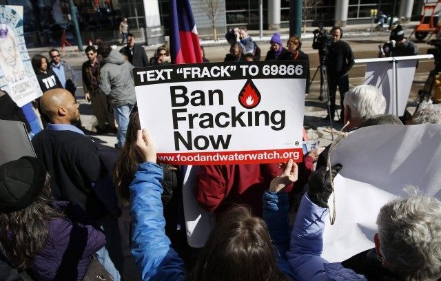 Ban Fracking Sign with activists