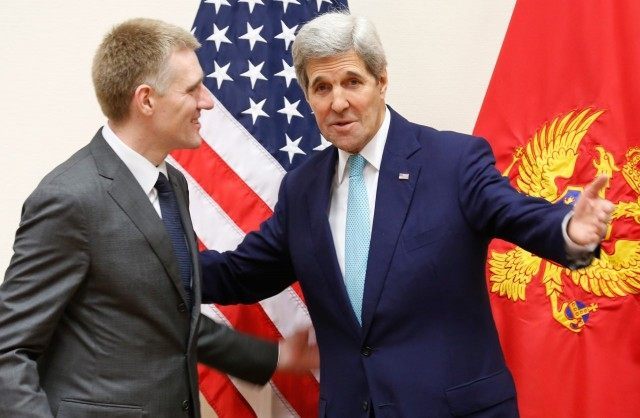 Kerry meets Luksic at the NATO ministerial meetings at NATO Headquarters in Brussels