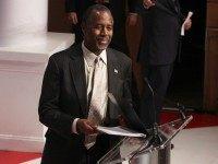 Republican presidential candidate Ben Carson is introduced at the Republican Jewish Coalition at the Ronald Reagan Building and International Trade Center December 3, 2015 in Washington, DC. Candidates spoke and took questions from Jewish leaders and activists. (Photo by