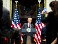 Vice President Joe Biden speaks at the '100,000 Strong in the Americas' event, Monday, Dec. 14, 2015, in the Indian Treaty Room of the Eisenhower Executive Office Building on the White House complex in Washington. The event recognizes the accomplishments made over the past 3 years of the 100,000 Strong in Americas initiative.