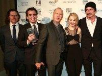 This Nov. 30, 2015, file photo shows the cast of "Spotlight", which was named best feature, screenplay and acting ensemble, pose at the 2015 IFP Gotham Independent Film Awards at Cipriani Wall Street, in New York. The high-octane "Mad Max: Fury Road" might have driven off with the most awards on Sunday, Dec. 6, but the Los Angeles Film Critics Association had another in mind for its top film of the year: "Spotlight," the comparatively subdued drama about the Pulitzer Prize-winning investigation into sex abuses in the Roman Catholic Church. (