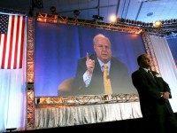 SAN FRANCISCO - OCTOBER 21: Karl Rove, former Deputy Chief of Staff and Senior Advisor to U.S. President George W. Bush, is seen on a video projection as he speaks during a panel discussion at the 2008 Mortgage Bankers Association Conference and Expo October 21, 2008 in San Francisco, California. The annual Mortgage Bankers conference runs through October 22. (Photo by Justin Sullivan/Getty Images)