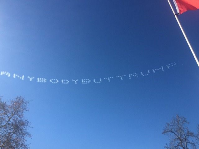 sky writing anti-Trump