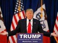 Republican presidential candidate Donald Trump speaks during a campaign event, Monday, Feb. 1, 2016 in Waterloo,