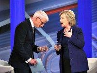 DERRY, NH - FEBRUARY 03: Democratic Presidential candidates Hillary Clinton stands with CNN anchor Anderson Cooper during a CNN and the New Hampshire Democratic Party hosted Democratic Presidential Town Hall at the Derry Opera House on February 3, 2016 in Derry, New Hampshire. Democratic and Republican Presidential are stumping for votes throughout New Hampshire leading up to the Presidential Primary on February 9th. (Photo by Justin Sullivan/Getty Images)