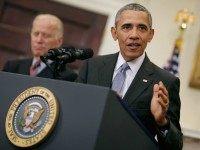 President Barack Obama and Vice President Joe Biden (L) in the Roosevelt Room at the White House February 23, 2016 in Washington, DC.