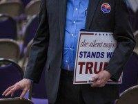 WATERLOO, IA - FEBRUARY 1: An audience member carries a sign following a campaign rally with Republican presidential candidate Donald Trump at the Ramada Waterloo Hotel and Convention Center on February 1, 2016 in Waterloo, Iowa.