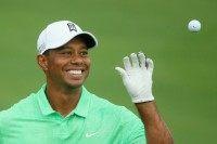 Tiger Woods practices ahead of the start of the 2015 Masters Tournament at Augusta National Golf Club on April 8, 2015 in Augusta, Georgia