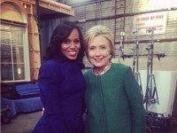 Kerry Washington and Hillary Clinton on set of Scandal