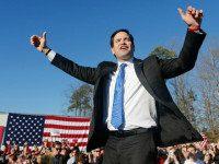 Republican presidential candidate, Sen. Marco Rubio, R-Fl., gestures during a rally in Richmond, Va., Sunday, Feb. 28, 2016. (AP Photo/Steve Helber)