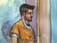 Aws Mohammed Younis al-Jayab is shown in this courtroom sketch appearing in federal court in Sacramento, California January 8, 2016. REUTERS/VICKI BEHRINGER