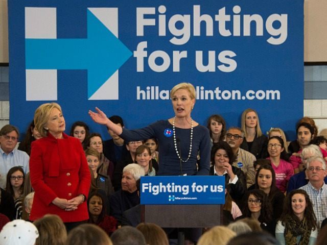 Presidential Candidate Hillary Clinton (L) is introduced by President of the Planned Parenthood Federation of America Cecile Richards at a campaign rally in North Liberty, Iowa, January 23, 2016