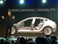 Elon Musk and Tesla 3 (Justin Prichard / Associated Press)