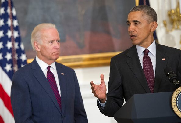 President Barack Obama, joined by Vice President Joe Biden, delivers remarks at the Easter Prayer Breakfast at the White House on March 30, 2016 in Washington.