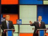 n Presidential candidates Ted Cruz (R) and Donald Trump spar during the Republican Presidential Debate in Detroit, Michigan, March 3, 2016.