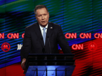 Republican presidential candidate, Ohio Gov. John Kasich, speaks during the Republican presidential debate sponsored by CNN, Salem Media Group and the Washington Times at the University of Miami, Thursday, March 10, 2016, in Coral Gables, Fla. (AP Photo/Wilfredo Lee)