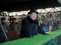 DEMOCRATIC PEOPLE'S REPUBLIC OF KOREA, - : This undated photo released by North Korea's official Korean Central News Agency (KCNA) on February 21, 2016 shows North Korean leader Kim Jong-Un inspecting maneuvers for attack and defence between large combined units of the Korean People's Army (KPA) staged in three directions at the same time at an undisclosed location. REPUBLIC OF KOREA OUT AFP PHOTO / KCNA via KNS THIS PICTURE WAS MADE AVAILABLE BY A THIRD PARTY. AFP CAN NOT INDEPENDENTLY VERIFY THE AUTHENTICITY, LOCATION, DATE AND CONTENT OF THIS IMAGE. THIS PHOTO IS DISTRIBUTED EXACTLY AS RECEIVED BY AFP. ---EDITORS NOTE--- RESTRICTED TO EDITORIAL USE - MANDATORY CREDIT "AFP PHOTO/KCNA VIA KNS" - NO MARKETING NO ADVERTISING CAMPAIGNS - DISTRIBUTED AS A SERVICE TO CLIENTS