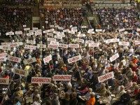 Supporters of Republican presidential candidate Sen. Ted Cruz attend the Republican Convention at The Broadmoor World Arena in Colorado Springs, Colorado on April 9, 2016.