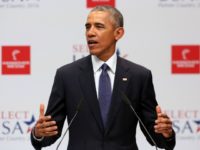 President Barack Obama gives opening remarks at the Hannover Messe industrial trade fair on April 25, 2016 in Hanover, Germany.