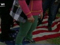 Anti-Trump Protesters Stomp American Flag Outside Trump Town Hall