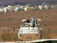 File picture dated October 2, 2008 shows Spanish soldiers of the United Nations Interim Force in Lebanon (UNIFIL) patrolling the divided village of Ghajar on the border between Lebanon and Israeli-occupied Golan Heights.