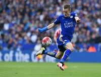 Leicester City's English striker Jamie Vardy controls the ball during the English Premier League football match against Southampton in Leicester, central England on April 3, 2016