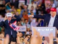 U.S. Republican presidential candidate Donald Trump introduces Alabama Senator Jeff Sessions (R) Mobile during his rally at Ladd-Peebles Stadium on August 21, 2015 in Mobile, Alabama.