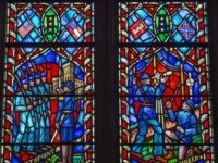 This stained glass window on June 25, 2015, at The Washington National Cathedral in Washington, DC, depicts the life of US Civil War General Robert E. Lee, Commander of the Army of Northern Virginia. The dean of The National Cathedral, Reverend Gary Hall, called on June 25 for two stained glass windows that depict the controversial Confederate flag to be replaced. Hall said the windows -- installed in 1953 and depicting Confederate Generals Robert E. Lee and Stonewall Jackson -- were no longer appropriate. 'It is time to take those windows out,' Hall said in a statement, eight days after a young white supremacist murdered nine blacks in an African-American church in Charleston, South Carolina. 'Here, in 2015, we know that celebrating the lives of these two men, and the flag under which they fought, promotes neither healing nor reconciliation, especially for our African-American sisters and brothers.' AFP PHOTO/PAUL J. RICHARDS (Photo credit should read PAUL J. RICHARDS/AFP/Getty Images)