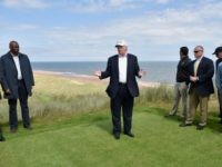 Presumptive Republican nominee for US president Donald Trump visits Trump International Golf Links on June 25, 2016 in Aberdeen, Scotland. The US presidential hopeful was in Scotland for the reopening of the refurbished Open venue golf resort Trump Turnberry which has undergone an eight month refurbishment as part of an investment thought to be worth in the region of two hundred million pounds. (Photo by