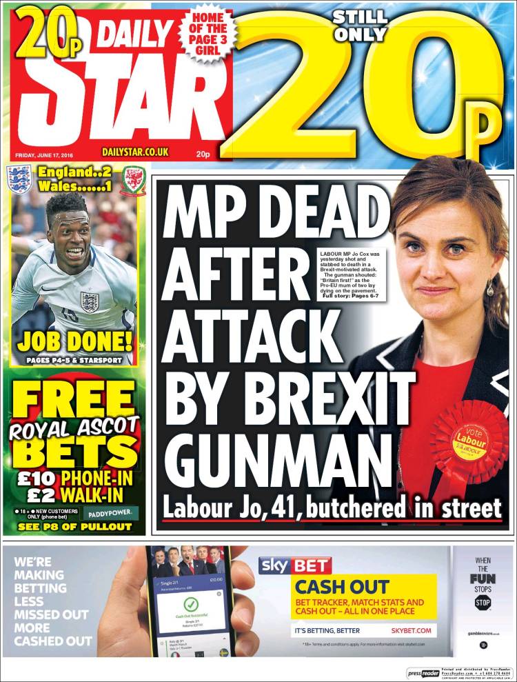 Daily Star Newspaper Links Gunman To Brexit Alex Jones Infowars Theres A War On For Your Mind 