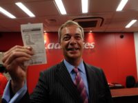 Farage shows betting slip after placing bet on brexit