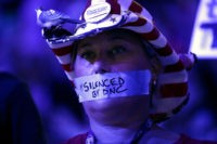 PHILADELPHIA, PA - JULY 25: on the first day of the Democratic National Convention at the Wells Fargo Center, July 25, 2016 in Philadelphia, Pennsylvania. An estimated 50,000 people are expected in Philadelphia, including hundreds of protesters and members of the media. The four-day Democratic National Convention kicked off July 25. (Photo by Chip Somodevilla/Getty Images)