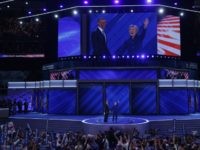 PHILADELPHIA, PA - JULY 27: on the third day of the Democratic National Convention at the Wells Fargo Center, July 27, 2016 in Philadelphia, Pennsylvania. Democratic presidential candidate Hillary Clinton received the number of votes needed to secure the party's nomination. An estimated 50,000 people are expected in Philadelphia, including hundreds of protesters and members of the media. The four-day Democratic National Convention kicked off July 25. (Photo by Alex Wong/Getty Images)