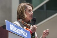 SAN FRANCISCO, CA - JUNE 29: Democratic Leader Nancy Pelosi leads a press conference at Zuckerberg San Francisco General Hospital and Trauma Center calling on Congress to hold a vote on new gun control measures on June 29, 2016 in San Francisco, California. There have been renewed calls from Democratic politicians for gun control measures in the  aftermath of the mass shooting in Orlando earlier this month. (Photo by Andrew Burton/Getty Images)