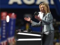 Marsha Blackburn of Tennessee addresses the final night of the Republican National Convention at Quicken Loans Arena in Cleveland, Ohio, July 21, 2016. / AFP / Robyn BECK (Photo credit should read