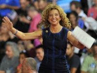 Congresswoman Debbie Wasserman Schultz of Florida arrives on stage during a campaign rally for Democratic presidential candidate Hillary Clinton and running mate Tim Kaine at Florida International University in Miami, Florida, July 23, 2016. Embattled Democratic Party chair Debbie Wasserman Schultz said July 24, 2016 she is resigning, following a leak of emails suggesting an insider attempt to hobble the campaign of Hillary Clinton's rival in the White House primaries Bernie Sanders. / AFP / Gaston De Cardenas (Photo credit should read