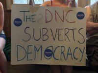 Protest DNC sign (Joel Pollak / Breitbart News)