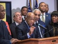 Rep. John Lewis, D-Ga., a leader of the civil rights movement, joins the Congressional Black Caucus Political Action Committee in endorsing Democratic Presidential candidate Hillary Clinton as prominent African-American Democrats rush to her aid ahead of the Feb. 27 Democratic primary in South Carolina, Thursday, Feb. 11, 2016, during a news conference on Capitol Hill in Washington. (AP Photo/J. Scott Applewhite)
