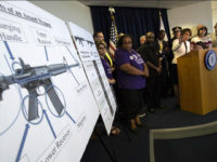 BOSTON - JULY 20: Massachusetts Attorney General Maura Healey speaks during a news conference to announce the enforcement of a ban on the sale of copycat assault rifles in Boston on July 20, 2016. (Photo by Keith Bedford/The Boston Globe via Getty Images)