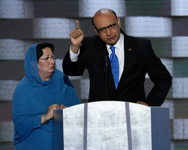 Khizr Khan addresses delegates on the fourth and final day of the Democratic National Convention at Wells Fargo Center on July 28, 2016 in Philadelphia, Pennsylvania