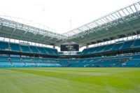 MIAMI GARDENS, FL - AUGUST 17: A general view of Hard Rock Stadium on August 17, 2016 in Miami Gardens, Florida. The Miami Dolphins and Hard Rock International announced an 18 year naming agreement at the press conference. The stadium is nearing completion on a $500 renovation which includes a canopy to cover a majority of the fans. (Photo by Joel Auerbach/Getty Images)