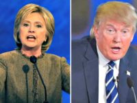 Hillary and Trump Debate Podiums