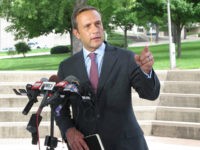 Paul Nehlen, a Republican primary challenger to House Speaker Paul Ryan, accuses Ryan of betraying the party in an "act of sabotage" against presidential nominee Donald Trump Wednesday, Aug. 3, 2016, in Janesville, Wis. (AP Photo/Scott Bauer)