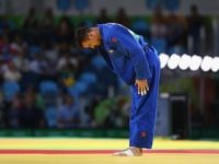 Sergiu Toma of United Arab Emirates celebrates victory over Matteo Marconcini of Italy in the Men's -81kg bronze medal a bout on Day 4 of the Rio 2016 Olympic Games at the Carioca Arena 2 on August 9, 2016 in Rio de Janeiro, Brazil. (Photo by Ryan Pierse/Getty Images)