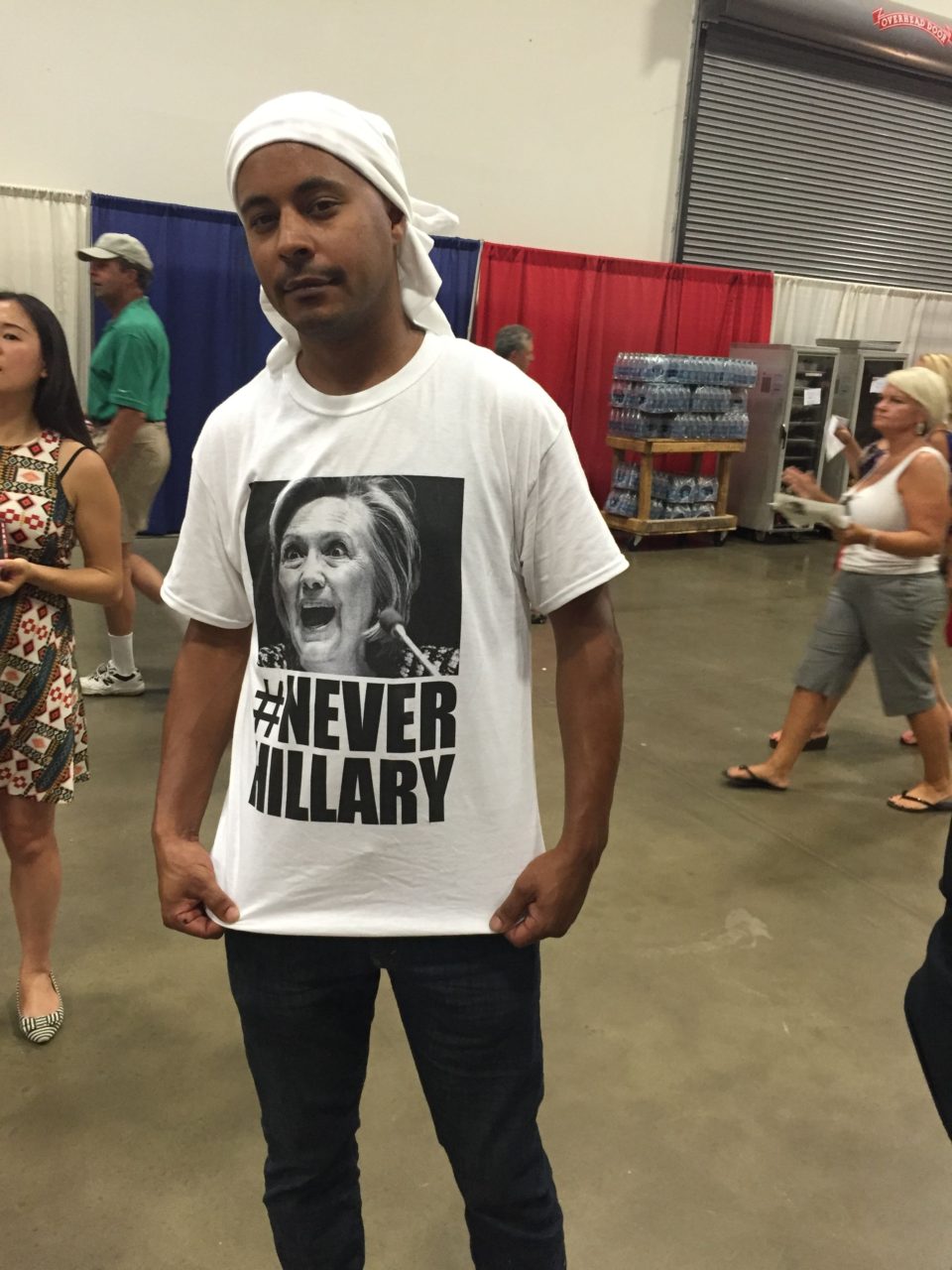 Man in #NeverHillary Shirt